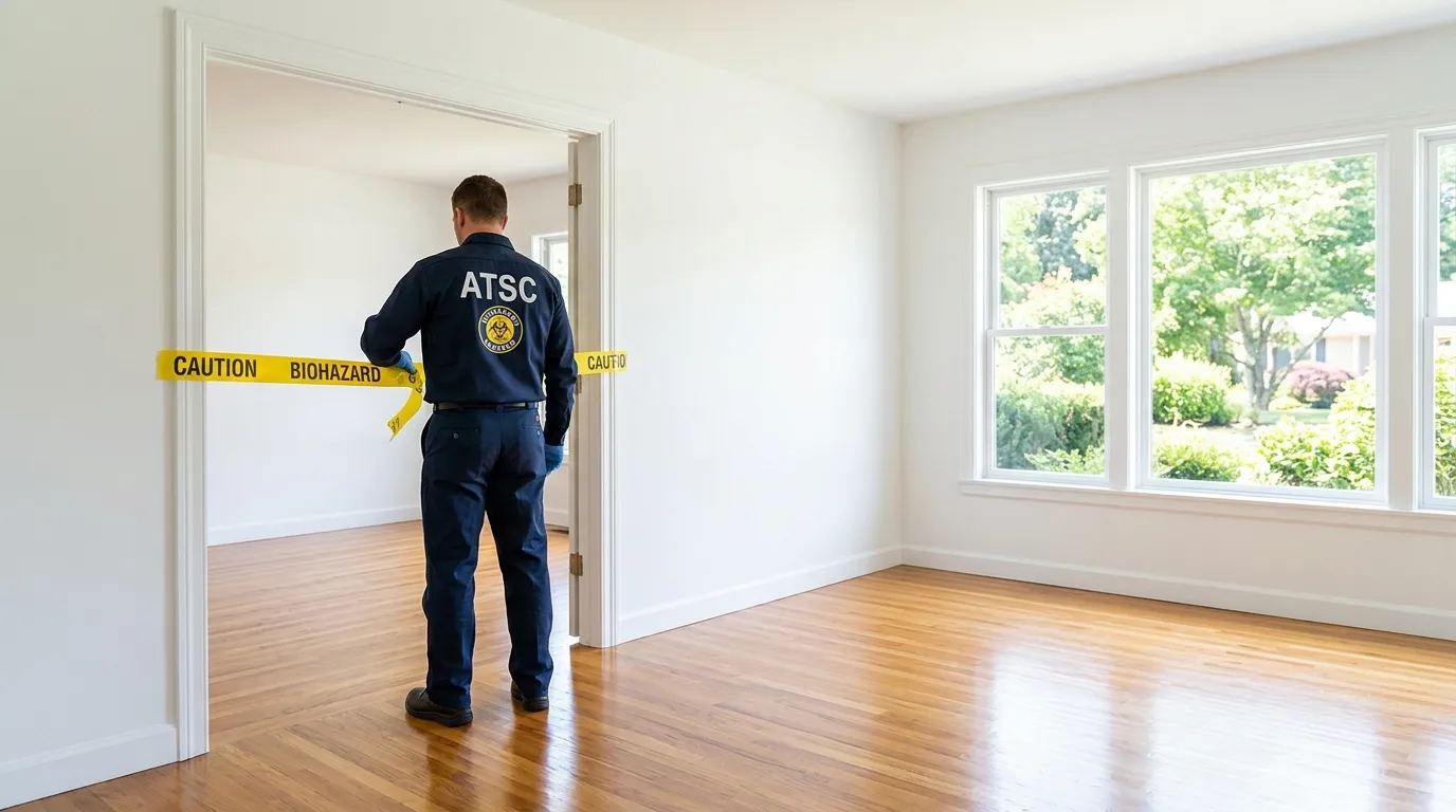 Certified biohazard cleanup crew performing Decomposition Cleanup in Urbana